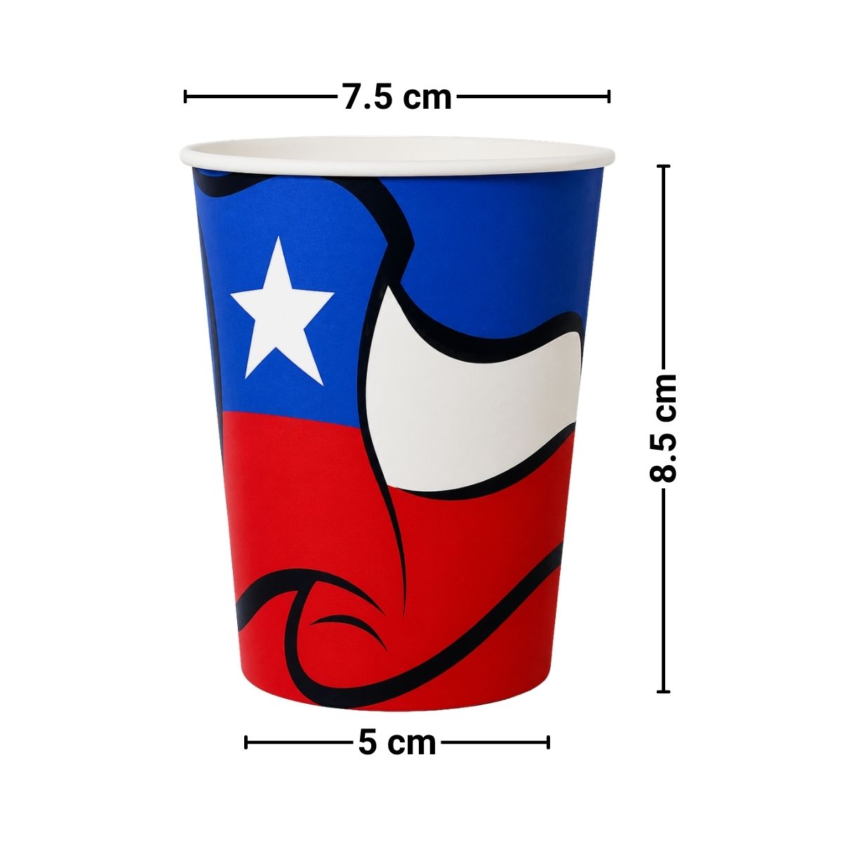 Set 6 Vasos Bandera Chilena Fiestas Patrias Medidas - Louicid
