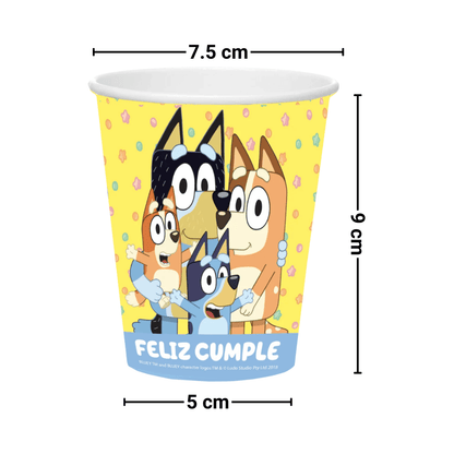 Set 6 Vasos Bluey 270cc Para Cumpleaños - Louicid