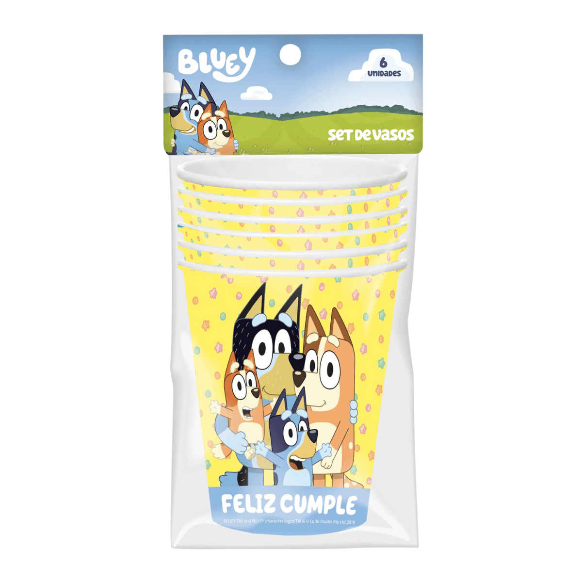Set 6 Vasos Bluey 270cc Para Cumpleaños - Louicid