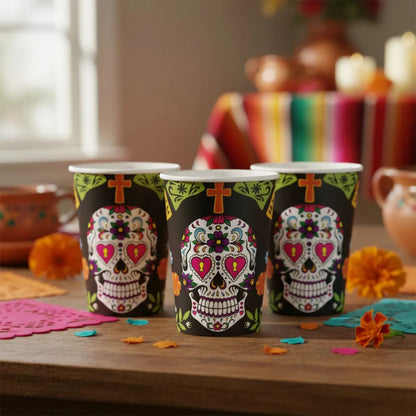 Pack de Vasos Papel Catrina 270cc Para Fiesta Halloween - Louicid