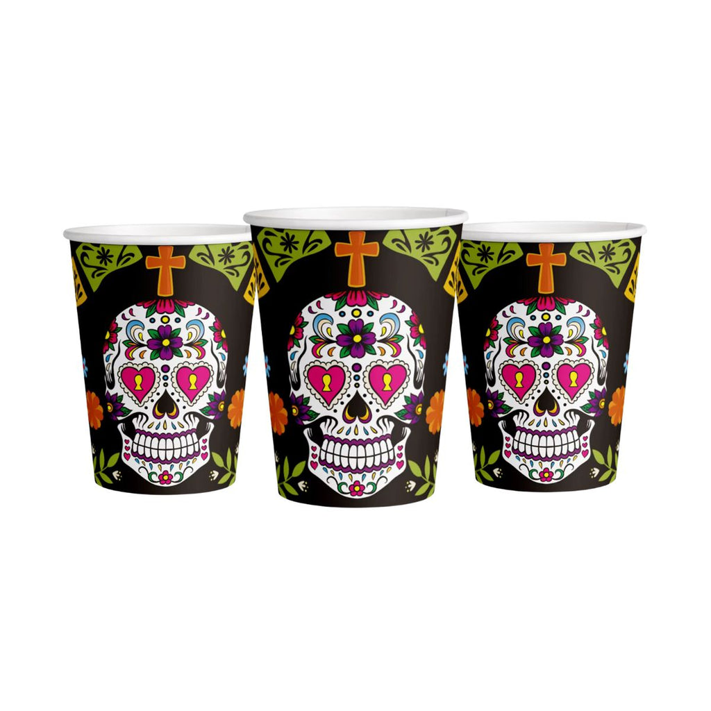 Set 6 Vasos Papel Catrina 270cc Para Halloween Big Party - Louicid