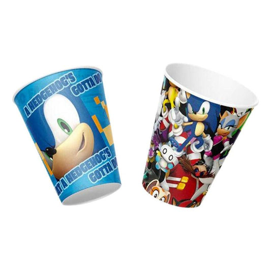 Set 6 Vasos Sonic El Erizo Sega 240ml Para Cumpleaños - Louicid