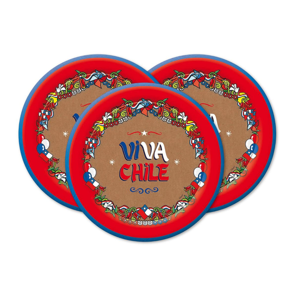 Platos De Cartón Viva Chile Para Fiestas Patrias - Louicid