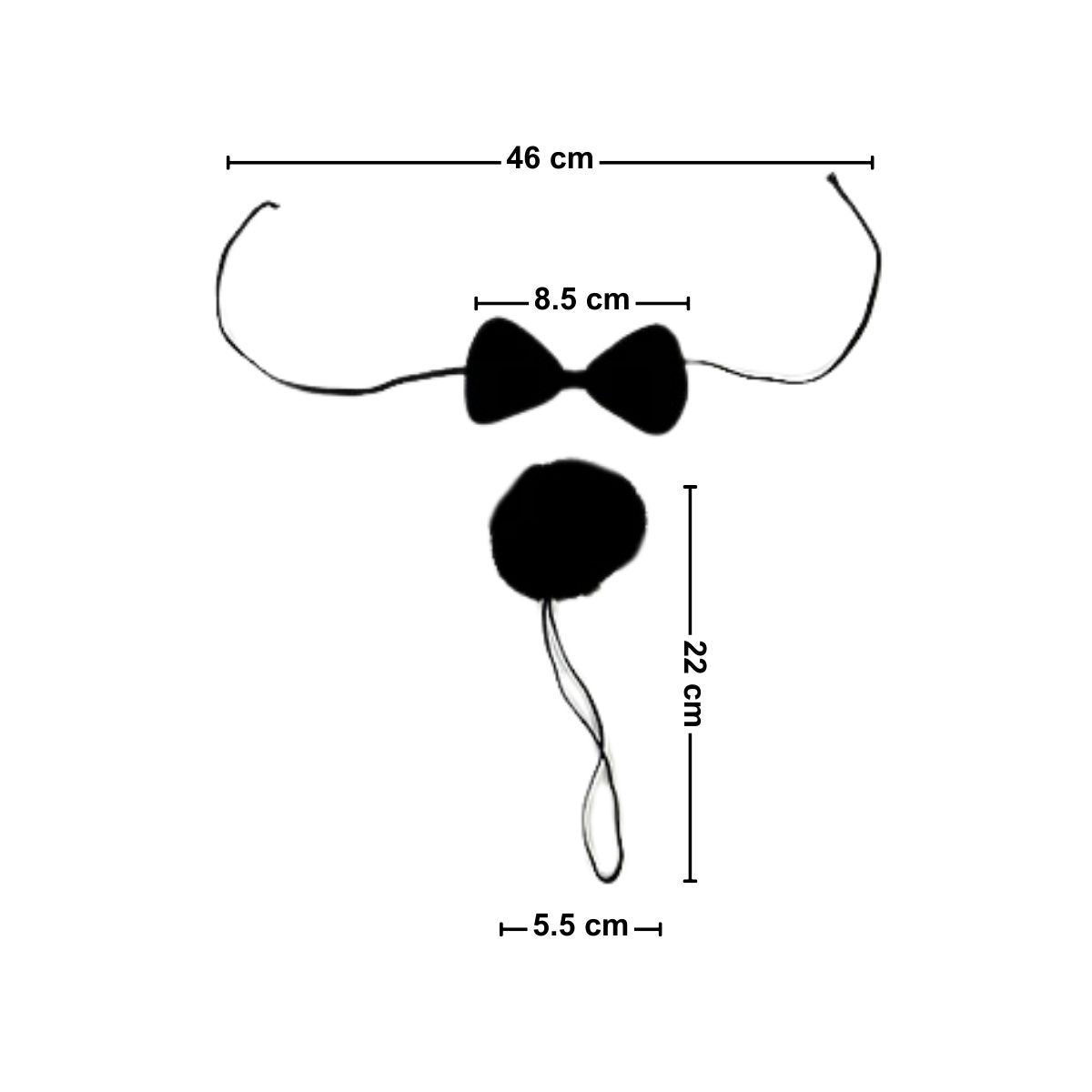 Set Conejita Negro 3 Piezas Medidas Cintillo Corbatin y Cola - Louicid