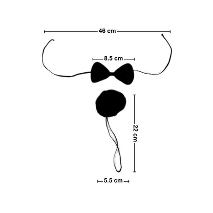 Set Conejita Negro 3 Piezas Medidas Cintillo Corbatin y Cola - Louicid