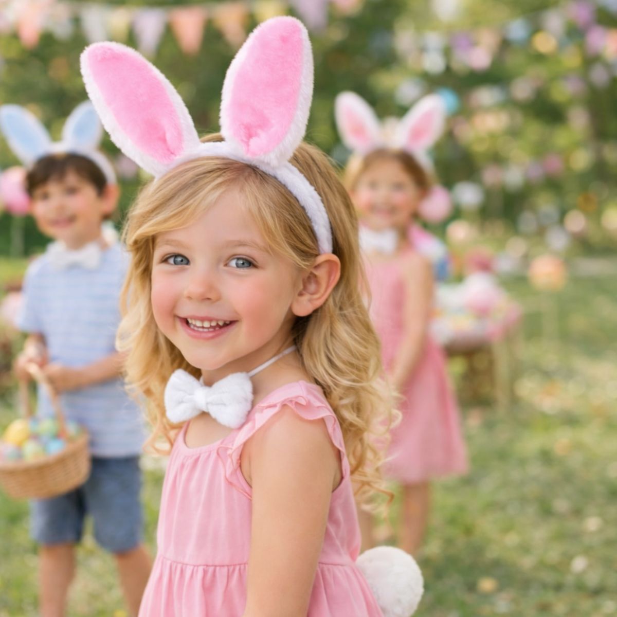 Set Conejo Pascua Rosado 3 Piezas Fiesta Niñas - Louicid