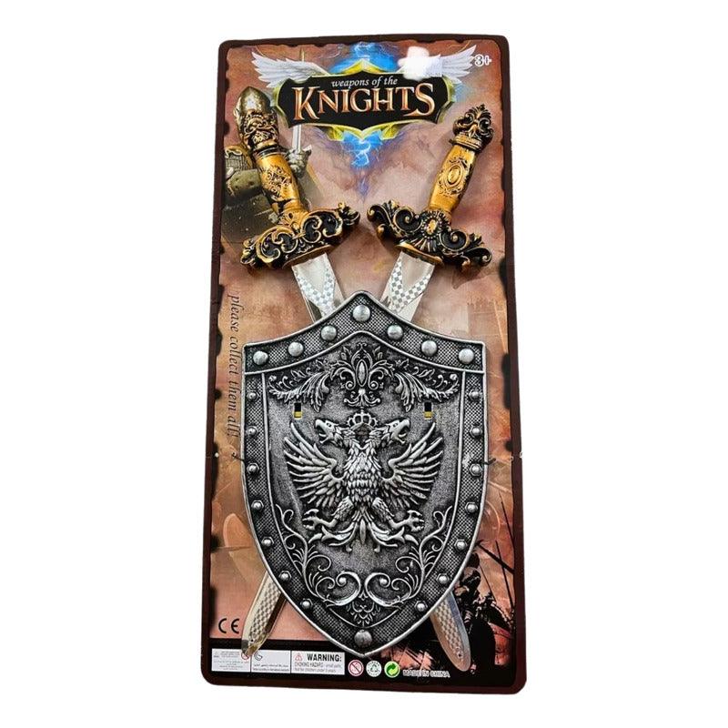Set Espada Y Escudo Caballero Romano 49cm Disfraz Para Niños - Louicid