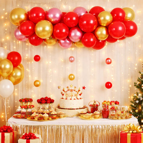 Set Globos Dorado Rojo 36 Piezas Decoración Cumpleaños - Louicid