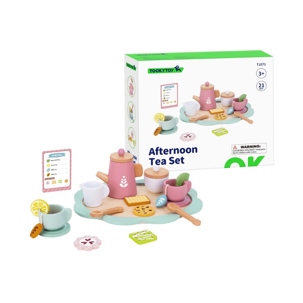 Set de Té de Madera para Niños 21 Piezas Caja - Louicid