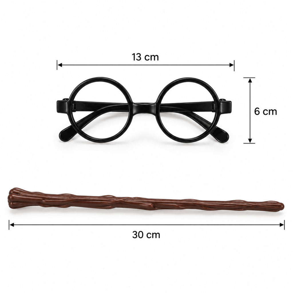 Set Varita y Lentes de Mago Harry para Disfraz Medidas - Louicid