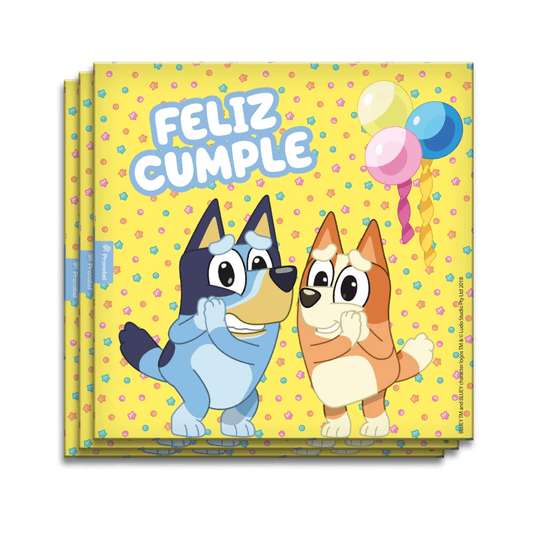 Set 10 Servilletas Bluey 33x33cm Para Cumpleaños - Louicid