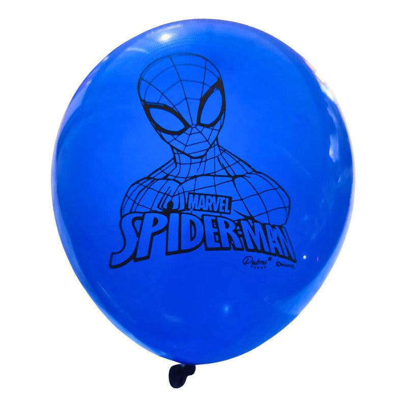 Set 12 Globos Látex Spiderman Tricolor Para Cumpleaños - Louicid
