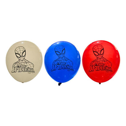 Set 12 Globos Látex Spiderman Tricolor Para Cumpleaños - Louicid
