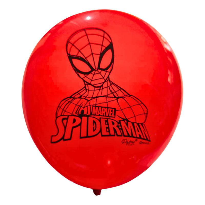 Set 12 Globos Látex Spiderman Tricolor Para Cumpleaños - Louicid