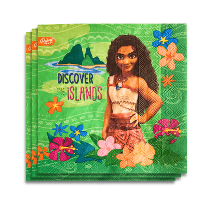 Set 12 Servilletas Moana 33x33cm Para Cumpleaños - Louicid
