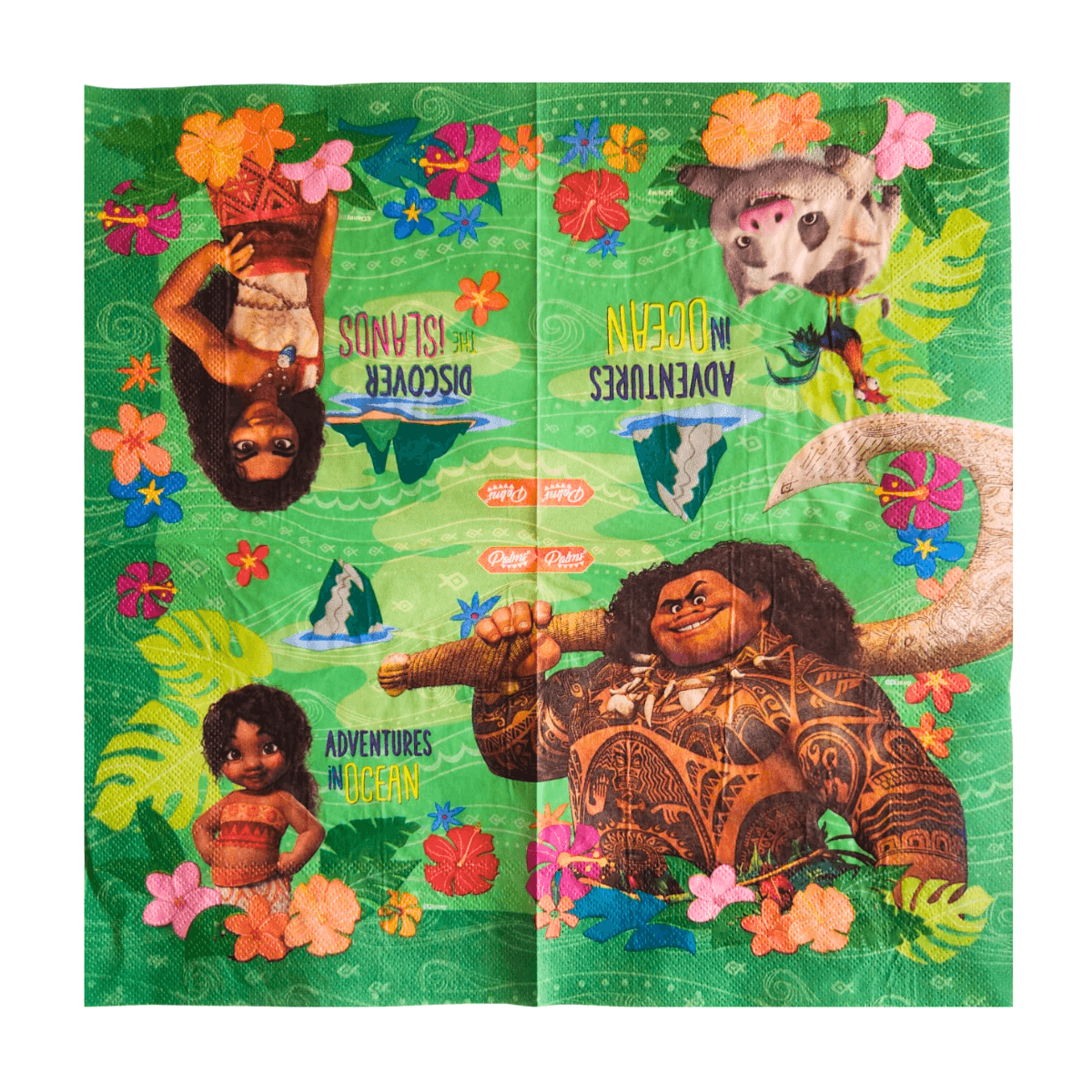 Set 12 Servilletas Moana 33x33cm Para Cumpleaños - Louicid