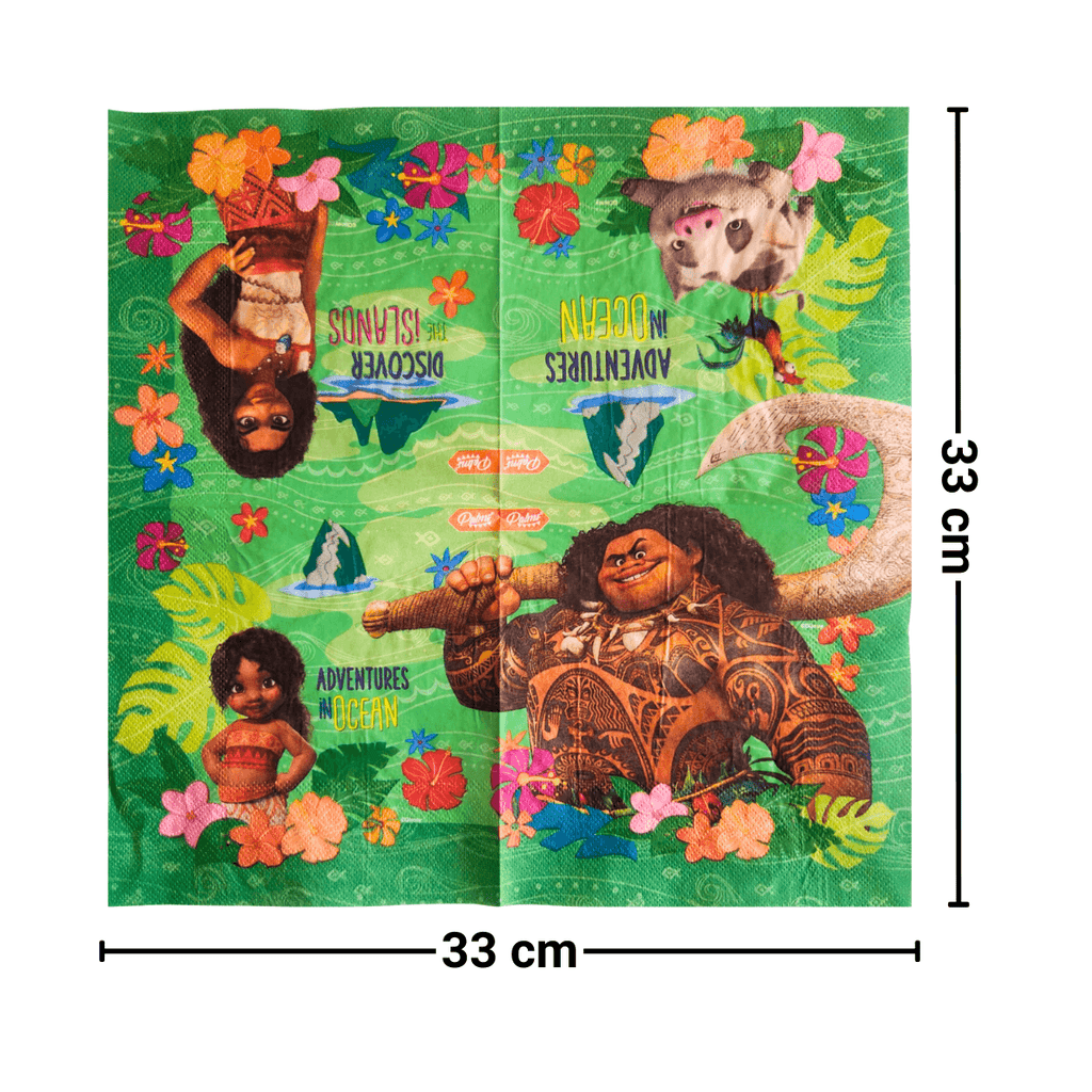 Set 12 Servilletas Moana 33x33cm Para Cumpleaños - Louicid