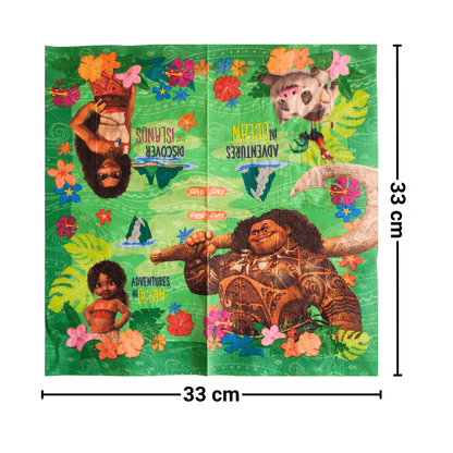 Set 12 Servilletas Moana 33x33cm Para Cumpleaños - Louicid