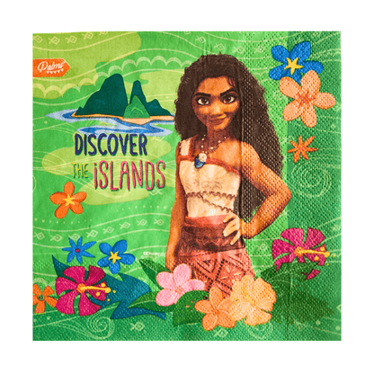 Set 12 Servilletas Moana 33x33cm Para Cumpleaños - Louicid