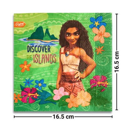 Set 12 Servilletas Moana 33x33cm Para Cumpleaños - Louicid