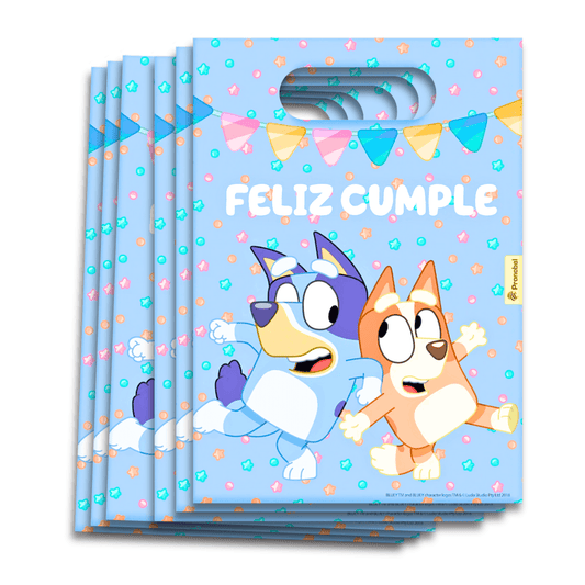 Set 6 Bolsas Bluey Para Dulces Sorpresa Feliz Cumple - Louicid