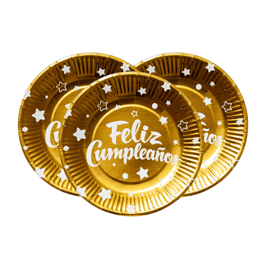 Set 6 Platos Cartón Feliz Cumpleaños 18cm Para Celebraciones - Louicid