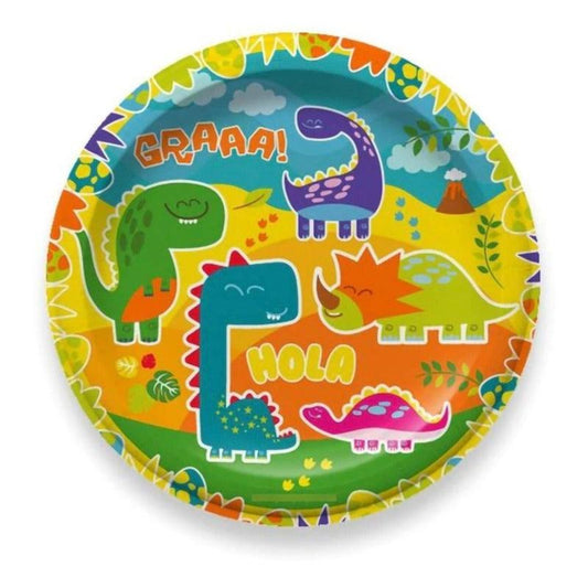 Platos De Cartón Dinosaurio Animado 6pcs Para Cumpleaños - Louicid