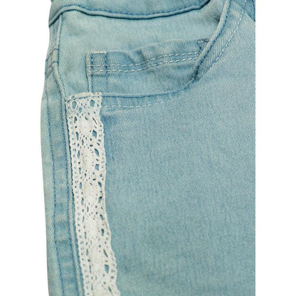 Short Mezclilla De Niña Con Cinta Macramé Pillin - Louicid