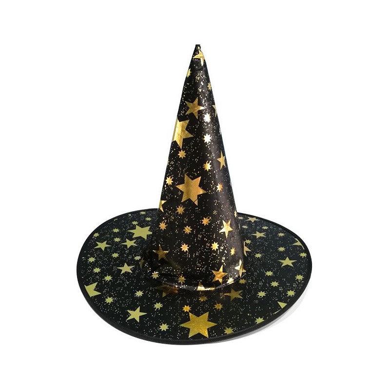 Sombrero De Bruja Estrella Gold Para Halloween Negro Big Party - Louicid