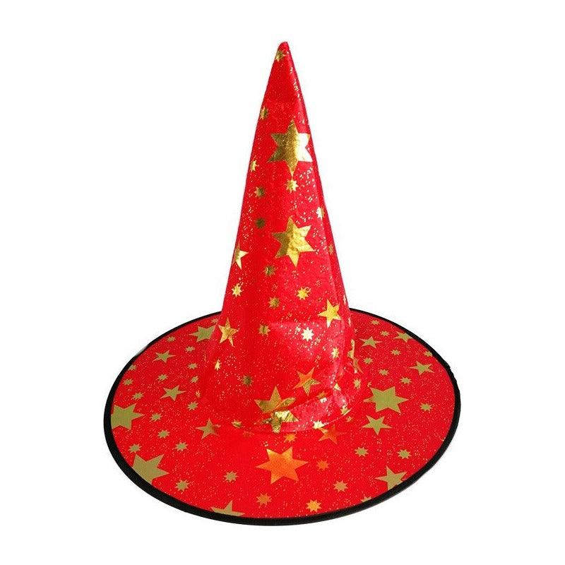 Sombrero De Bruja Estrella Gold Para Halloween Rojo Big Party - Louicid
