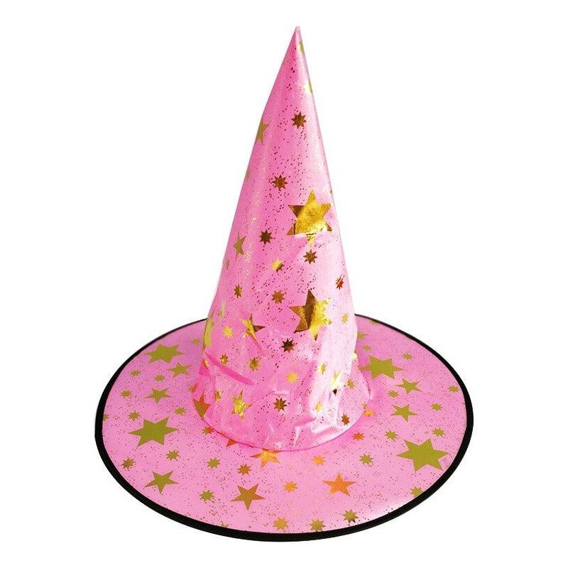 Sombrero De Bruja Estrella Gold Para Halloween Rosado Big Party - Louicid