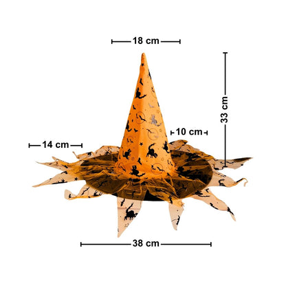 Sombrero Bruja Naranja Con Velo Print Gato Medidas - Louicid