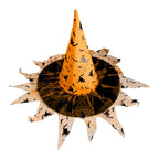 Sombrero Bruja Naranja Con Velo Print Gato - Louicid