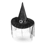 Sombrero Bruja Negro Con Velo Hebilla - Louicid