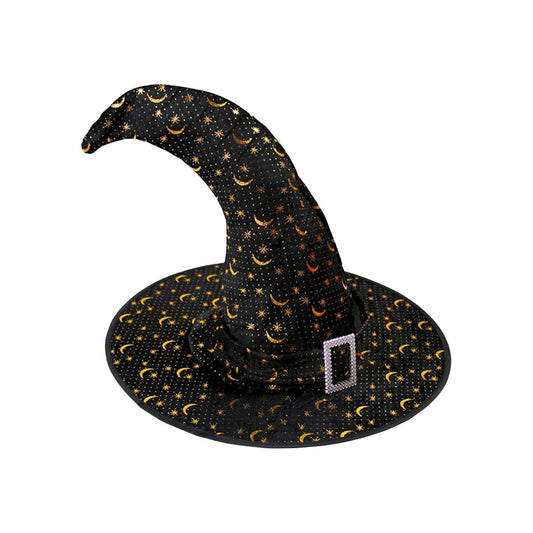 Sombrero Bruja Negro Luna Estrella Con Hebilla Frontal - Louicid