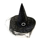 Sombrero Bruja Negro Con Velo Hebilla - Louicid