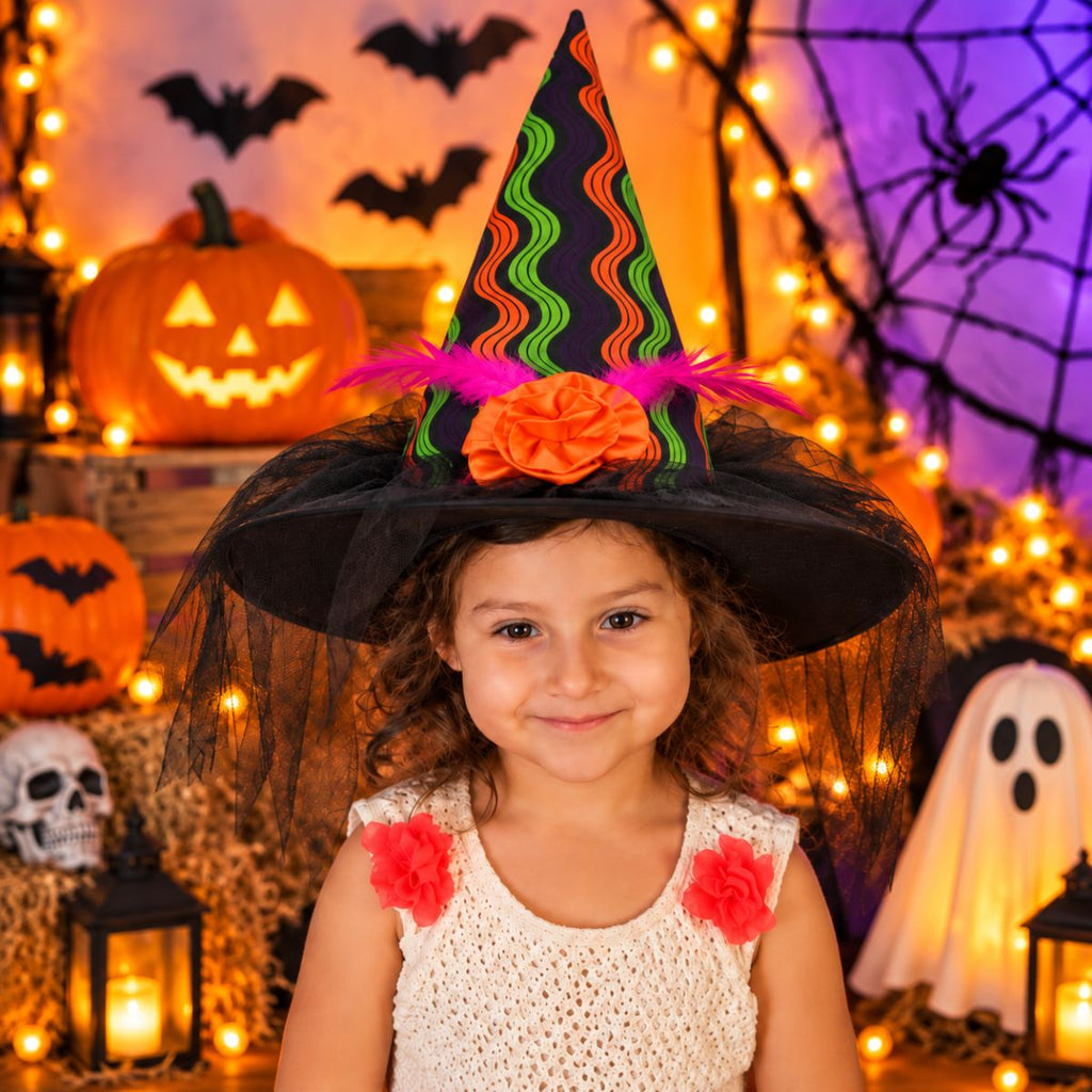 Sombrero Bruja Niña Multicolor  Fiesta Halloween 35cm - Louicid
