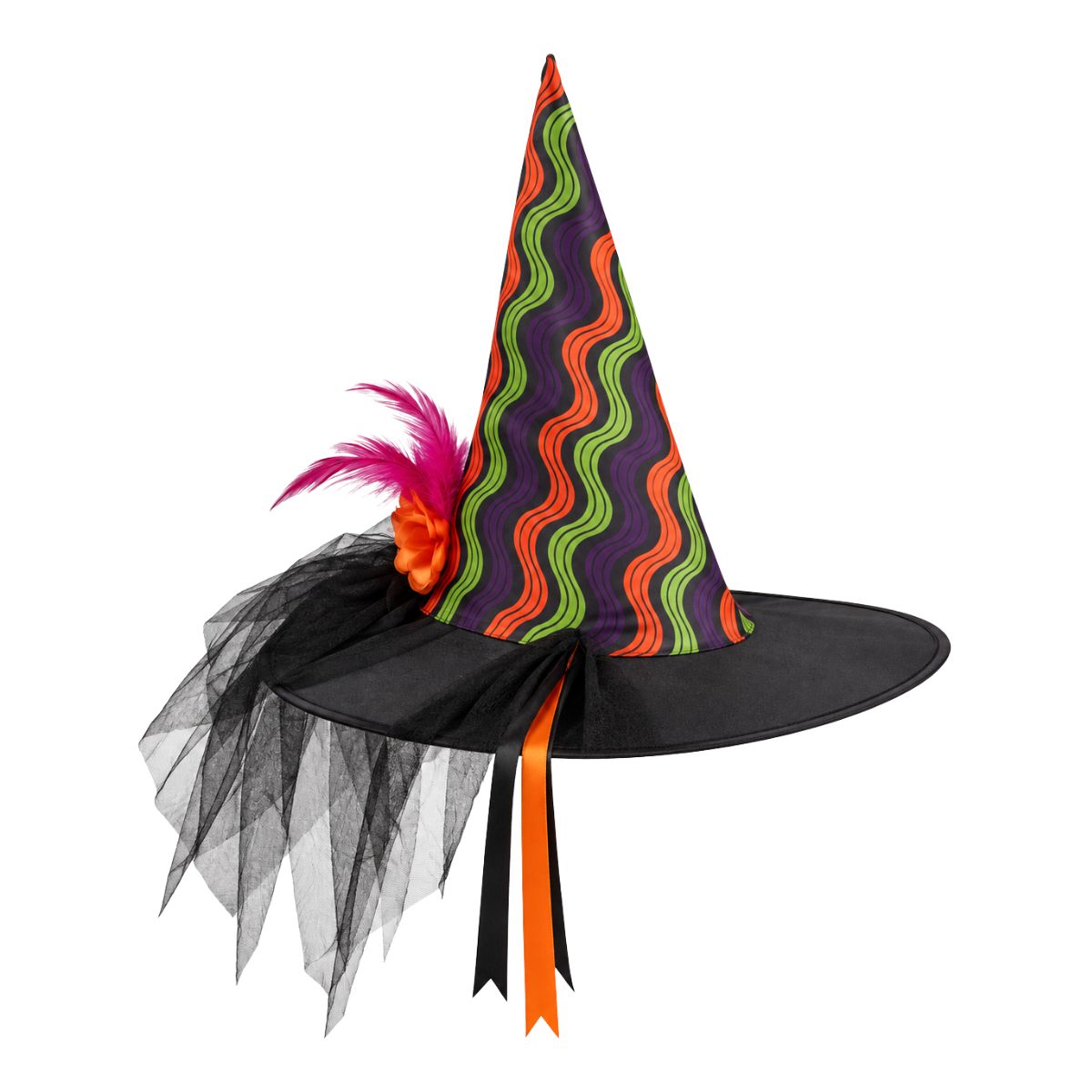 Sombrero Bruja Niña Multicolor Halloween 35cm Lateral - Louicid