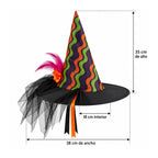 Sombrero Bruja Niña Multicolor Halloween 35cm Medidas - Louicid