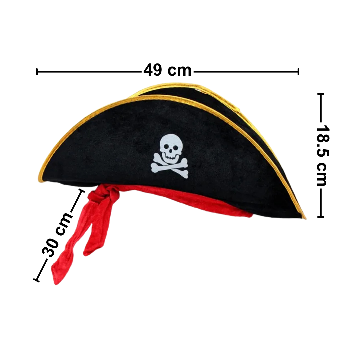 Sombrero Pirata de Terciopelo 49cm Medida - Louicid
