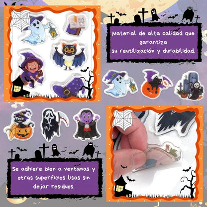 Stickers De Gel Halloween 6 Figuras Indicaciones - Louicid
