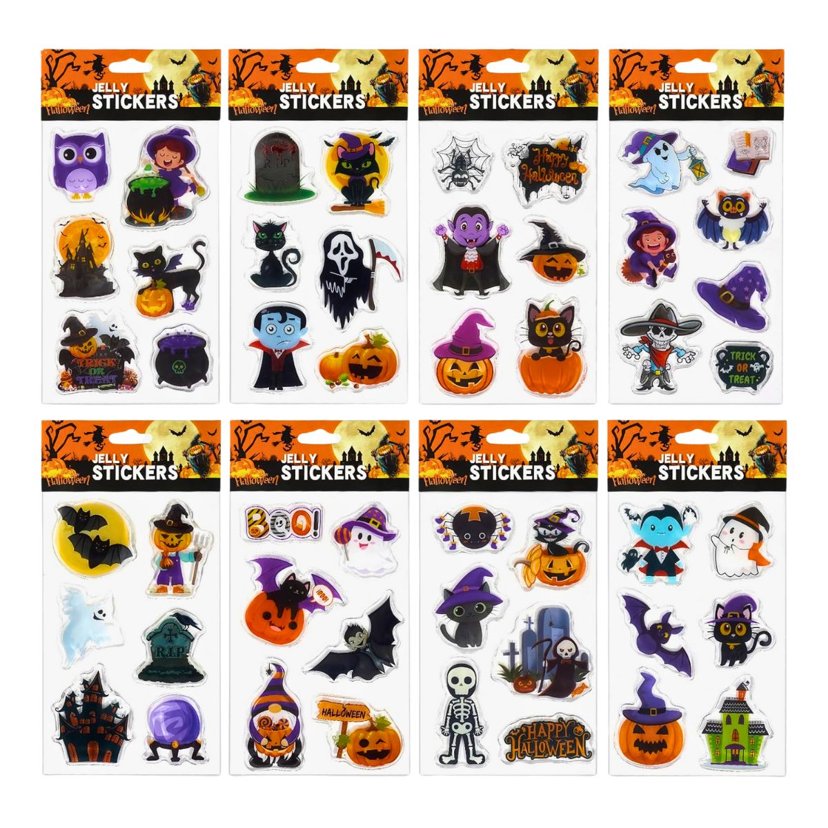 Stickers De Gel Halloween 6 Figuras Multiples Versiones - Louicid