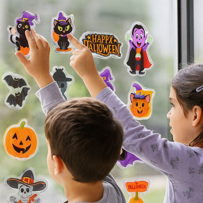 Stickers De Gel Halloween 6 Figuras Pegado En Ventana - Louicid