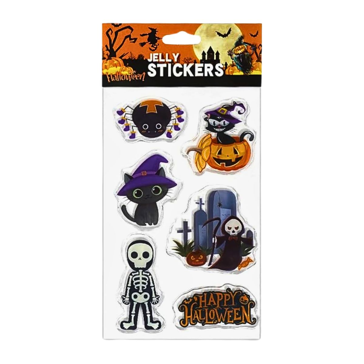 Stickers De Gel Halloween 6 Figuras Versión 3 - Louicid