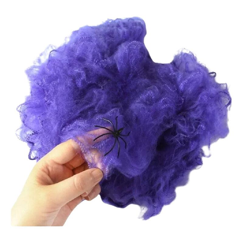 Telaraña Con Araña 20gr Para Decoración Halloween Morado - Louicid