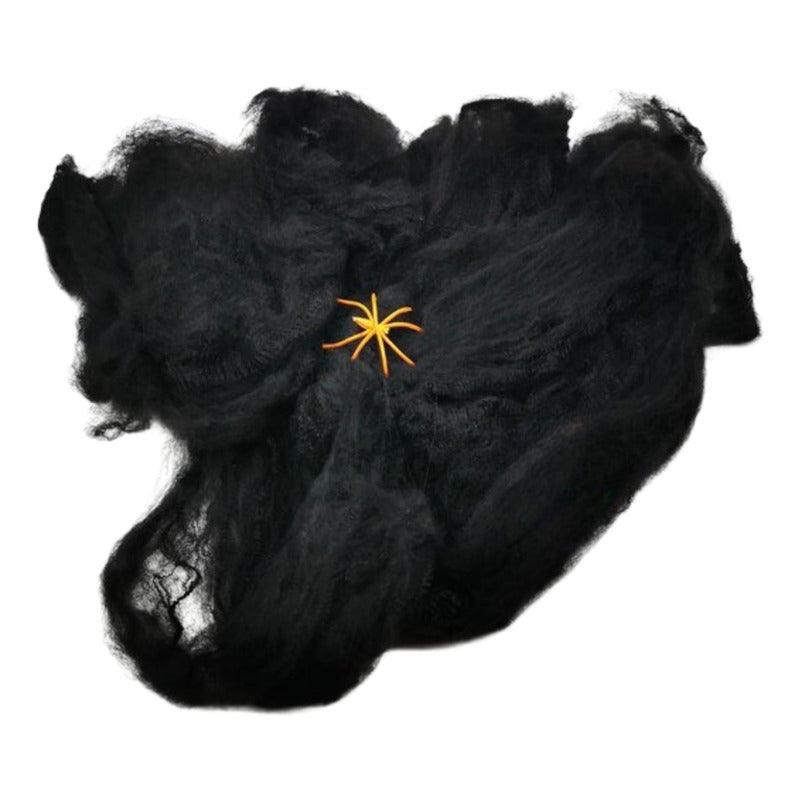 Telaraña Con Araña 20gr Para Decoración Halloween Negro - Louicid