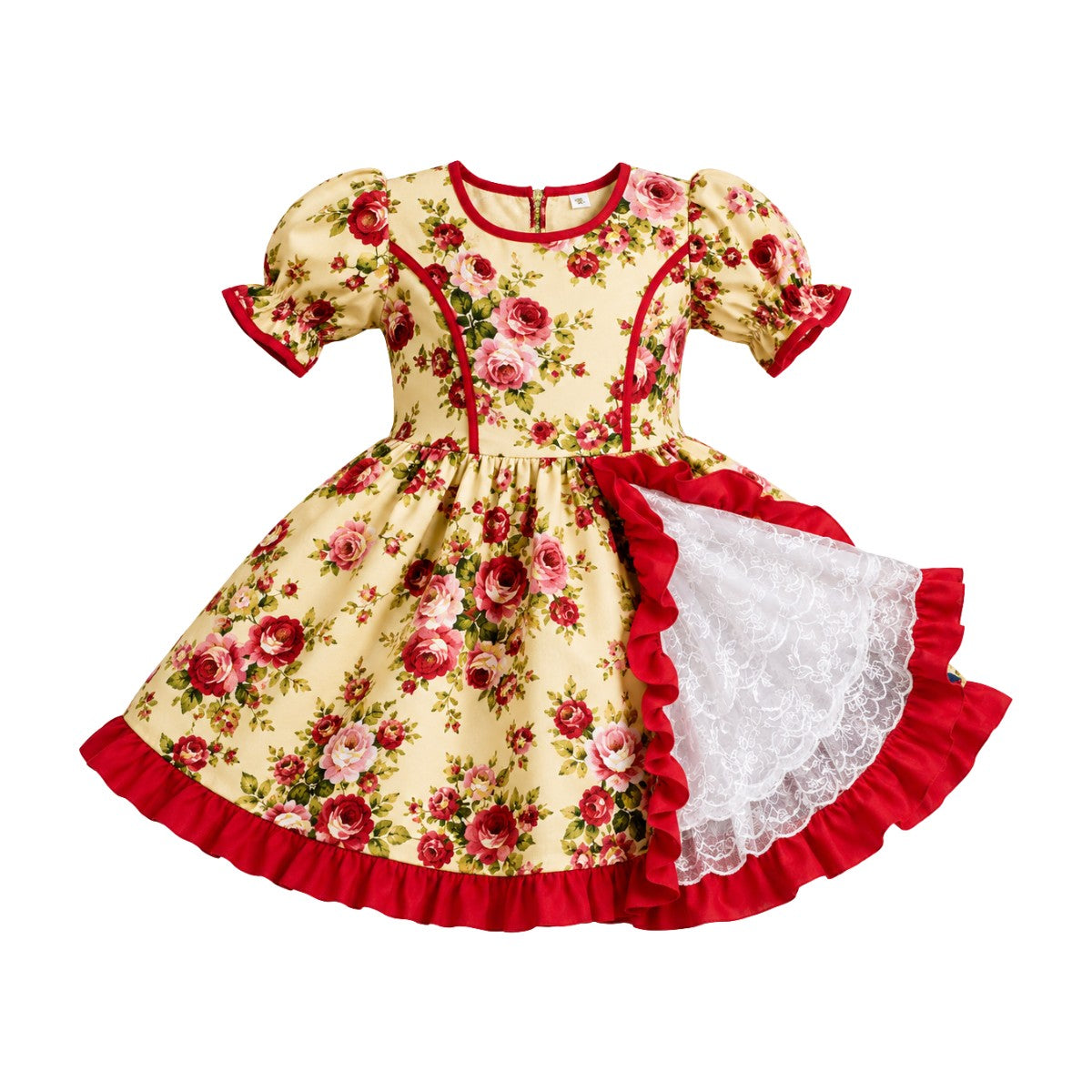 Traje Huasa Premium Niña Beige Maniqui Fiestas Patrias - Louicid