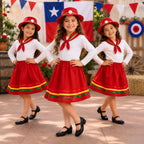 Traje Nortino Rojo Niña 3 Piezas Fiestas Patrias - Louicid