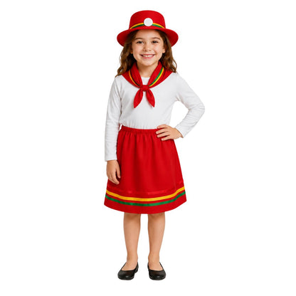 Traje Nortino Rojo Niña 3 Piezas - Louicid