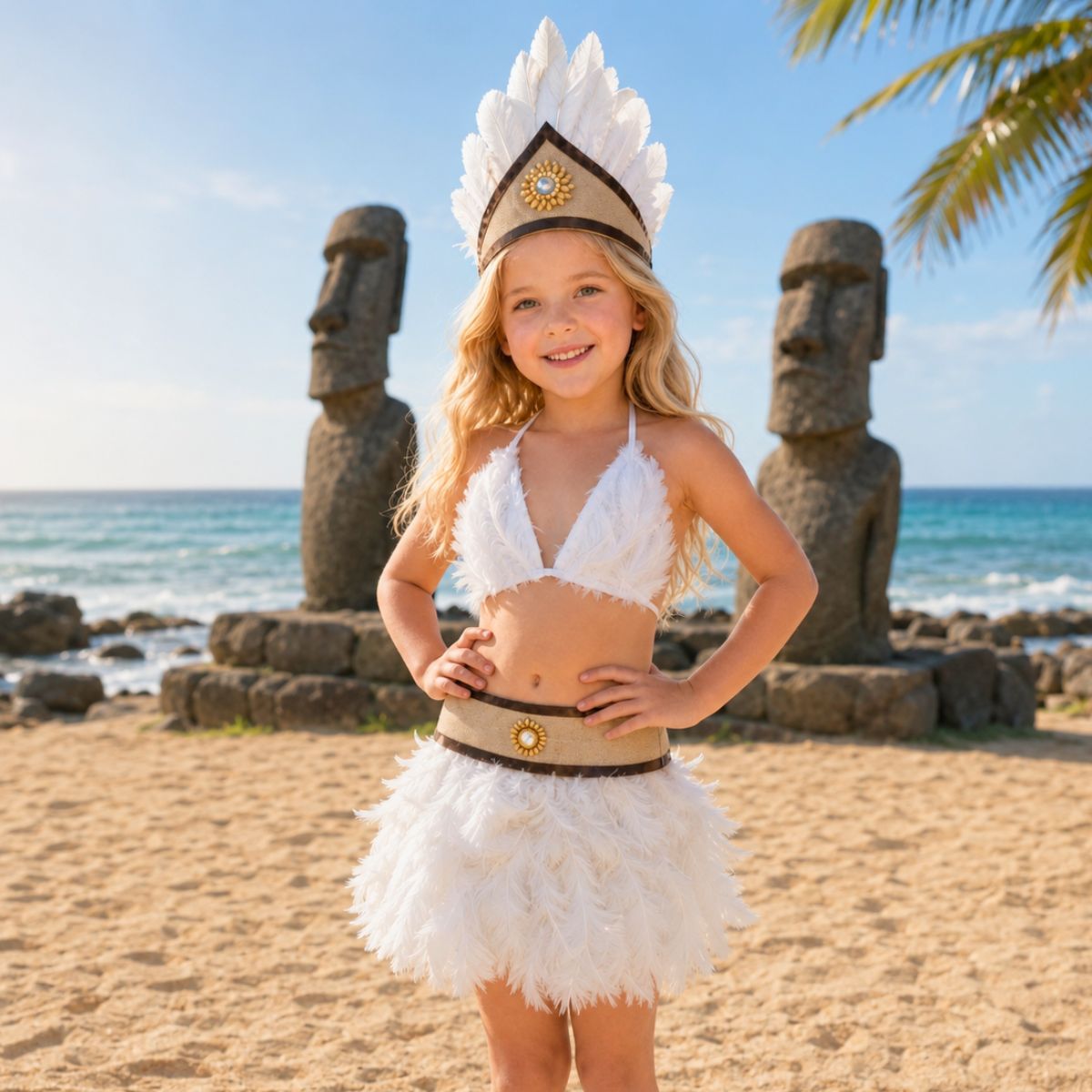 Traje Pascuense Niña Fiestas Patrias Isla Pascua - Louicid